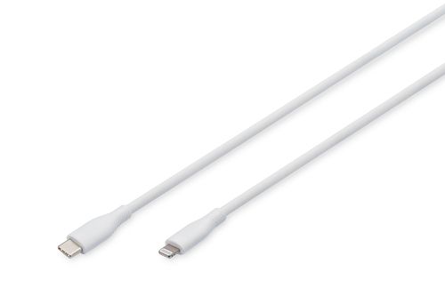 Digitus Lightning silicone connection cable, USB-C - Lightning, 0.5m, white