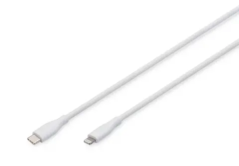 Digitus Lightning silicone connection cable, USB-C - Lightning, 0.5m, white