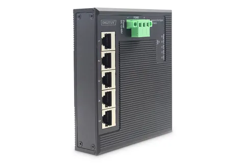 Digitus 5 Port Gigabit Ethernet Network Switch Switch, Flat, Industrial, Unmanaged