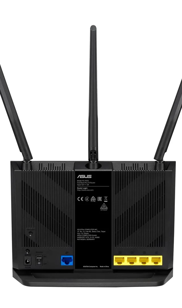 ASUS 4G-AX56 wireless router Gigabit Ethernet Dual-band (2.4 GHz / 5 GHz) Black