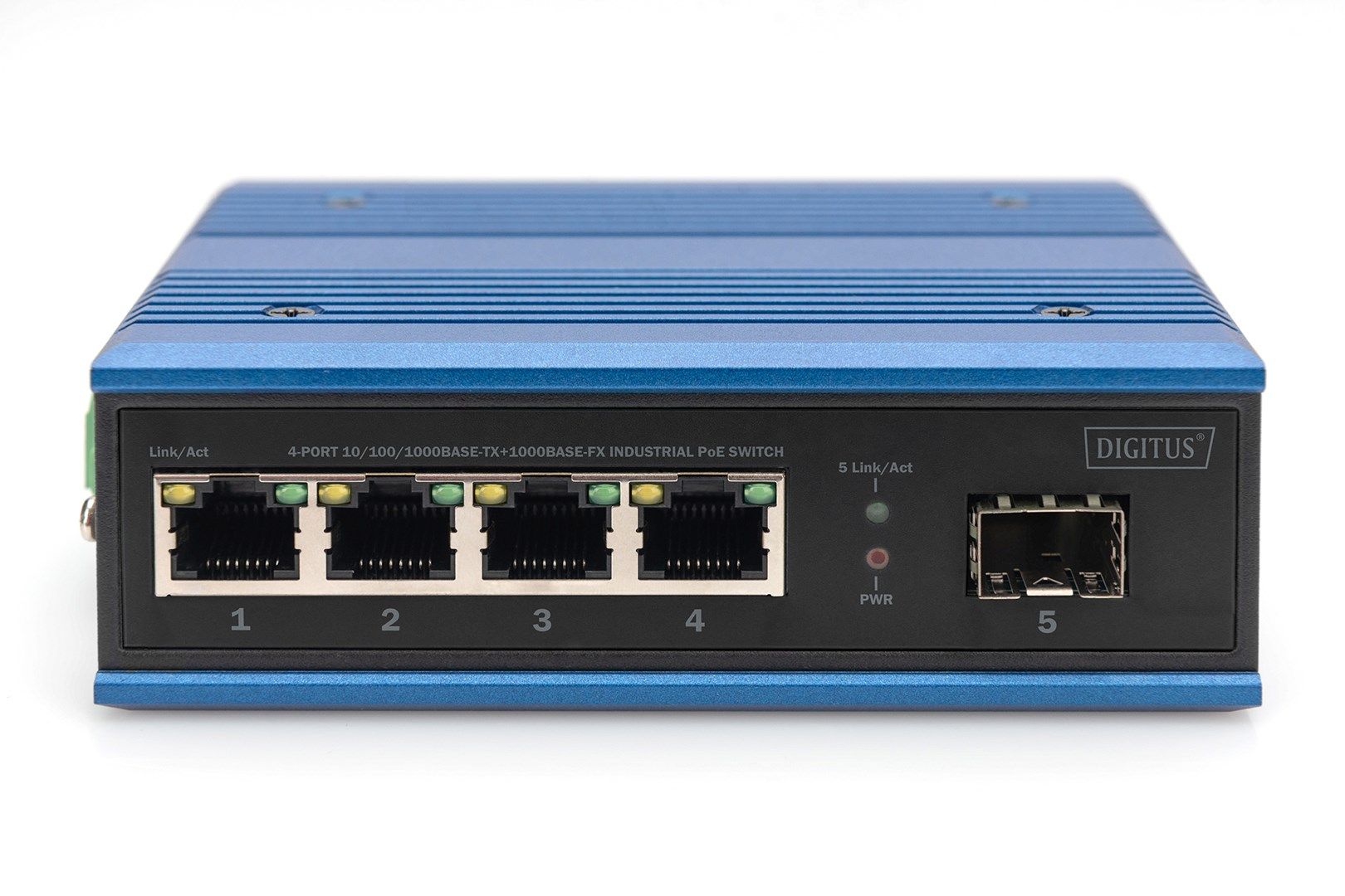 Digitus 4 port Gigabit Ethernet network PoE switch, industrial, unmanaged, 1 SFP uplink