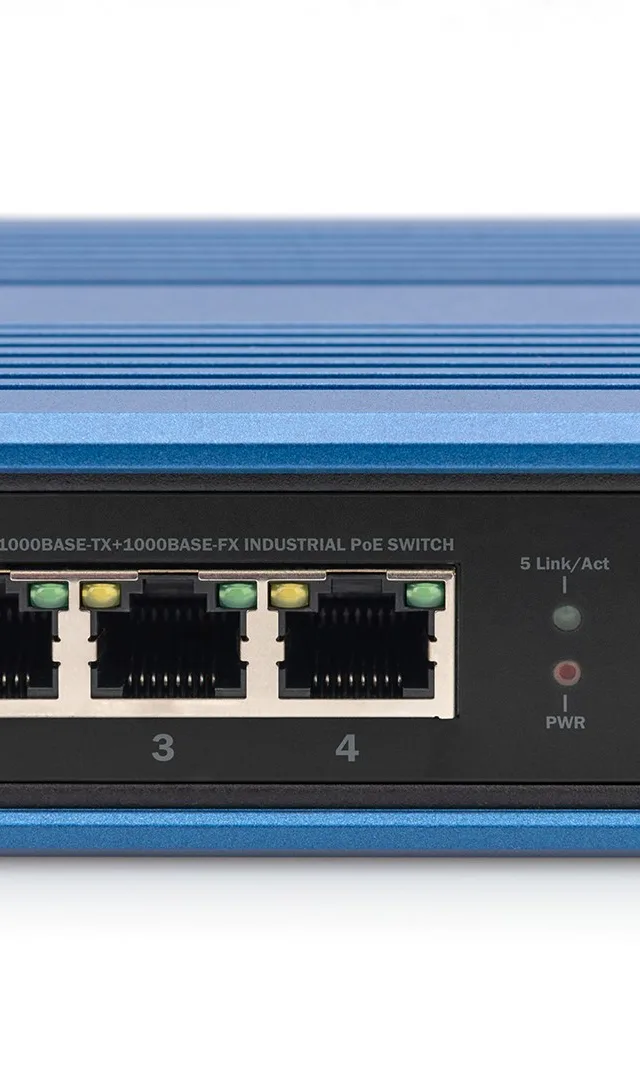 Digitus 4 port Gigabit Ethernet network PoE switch, industrial, unmanaged, 1 SFP uplink