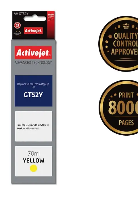 Activejet AH-GT52Y ink (replacement for HP GT-52Y M0H56AE; Supreme; 70 ml; yellow)