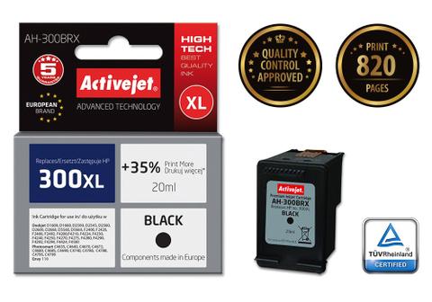 Activejet AH-300BRX ink (replacement for HP 300XL CC641EE; Premium; 20 ml; black)