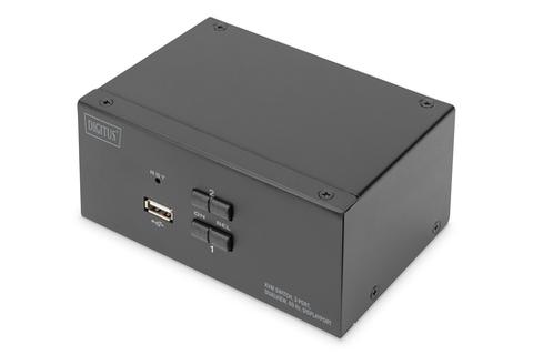 Digitus KVM Switch, 2-Port, Dual Display, 4K, DisplayPort®