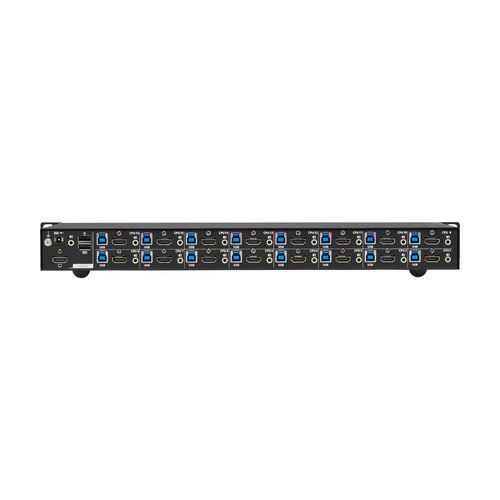 Tripp Lite B024-H4U16 16-Port 4K HDMI/USB KVM Switch - 4K 60 Hz Video/Audio, USB Peripheral Sharing, 1U Rack-Mount