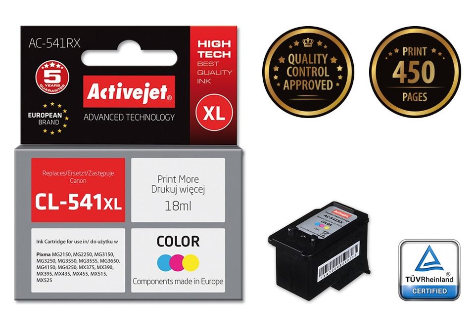 Activejet AC-541RX ink (replacement for Canon CL-541 XL; Premium; 18 ml; color)