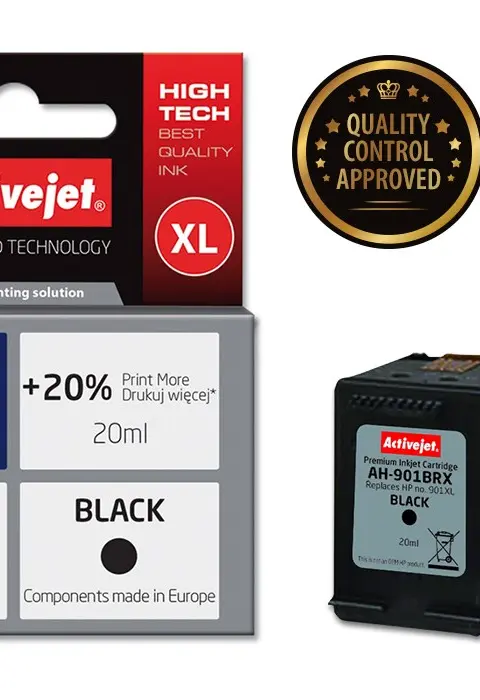 Activejet AH-901BRX ink (replacement for HP 901XL CC654AE; Premium; 20 ml; black)