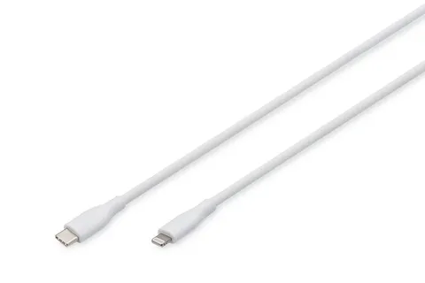 Digitus Lightning silicone connection cable, USB-C - Lightning, 1m, white