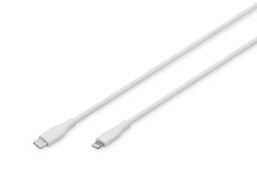 Digitus Lightning silicone connection cable, USB-C - Lightning, 1m, white