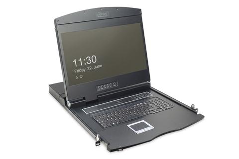 19" LCD KVM console, 8-port VGA, German keyboard