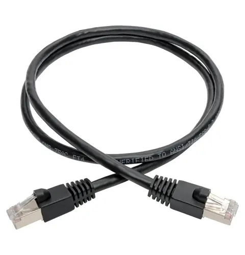 Tripp Lite N262-003-BK Cat6a 10G Snagless Shielded STP Ethernet Cable (RJ45 M/M), PoE, Black, 3 ft. (0.91 m)