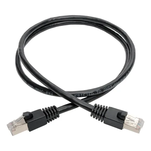 Tripp Lite N262-003-BK Cat6a 10G Snagless Shielded STP Ethernet Cable (RJ45 M/M), PoE, Black, 3 ft. (0.91 m)