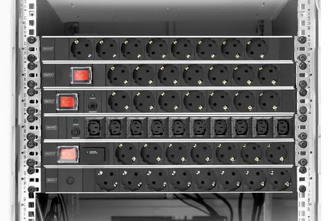 aluminum outlet strip with switch, 7 safety outlets, 2 m supply with surge protection