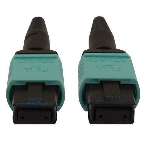 Tripp Lite N844B-03M-12-P 40/100/400G Multimode 50/125 OM3 Fiber Optic Cable (12F MTP/MPO-PC F/F), LSZH, Aqua, 3 m (9.8 ft.)