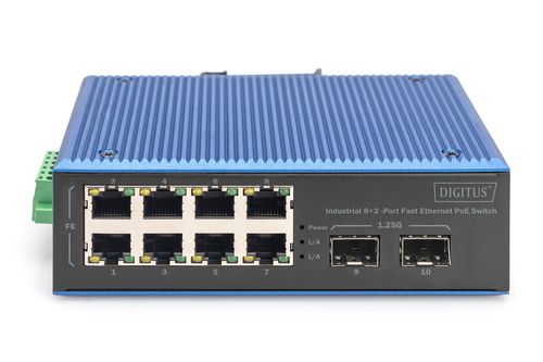 Industrial 8+2 port Fast Ethernet PoE switch