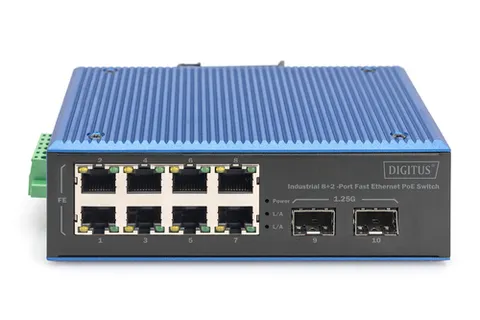 Industrial 8+2 port Fast Ethernet PoE switch