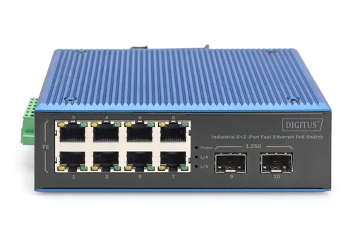 Industrial 8+2 port Fast Ethernet PoE switch
