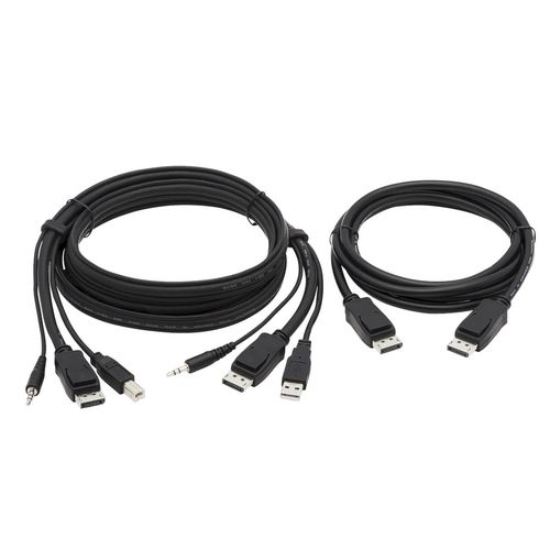 Tripp Lite Dual DisplayPort KVM Cable Kit - DP, USB, 3.5 mm Audio (3xM/3xM) + DP (M/M), 4K, 4:4:4, 6 ft. (1.83 m), Black