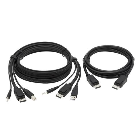 Tripp Lite Dual DisplayPort KVM Cable Kit - DP, USB, 3.5 mm Audio (3xM/3xM) + DP (M/M), 4K, 4:4:4, 6 ft. (1.83 m), Black