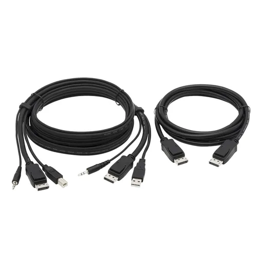 Tripp Lite Dual DisplayPort KVM Cable Kit - DP, USB, 3.5 mm Audio (3xM/3xM) + DP (M/M), 4K, 4:4:4, 6 ft. (1.83 m), Black