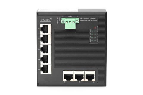 8 Port Gigabit Ethernet Network Switch, Flat, Industrial, Unmanaged