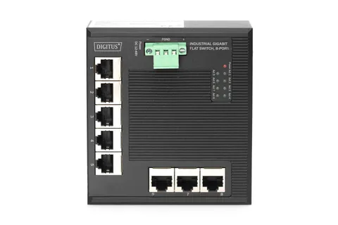8 Port Gigabit Ethernet Network Switch, Flat, Industrial, Unmanaged