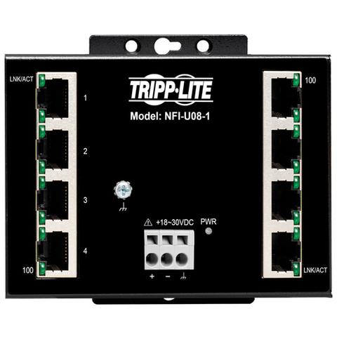 Tripp Lite NFI-U08-1 8-Port Unmanaged Fast Industrial Ethernet Switch - 10/100 Mbps, Ruggedized, -40° to 75°C, DIN/Wall Mount