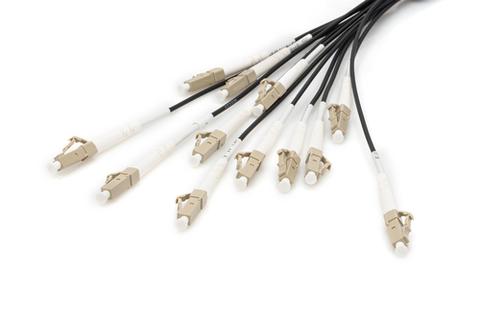 Pre-assembled fiber optic universal breakout cable, multimode OM4, 12 fibres, LC/UPC - LC/UPC