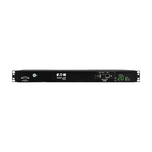 Tripp Lite PDUMH20HVATNET 3.8kW Single-Phase Switched Automatic Transfer Switch PDU, Two 200-240V C20 Inlets, 8 C13 & 2 C19 Outputs, 1U, TAA