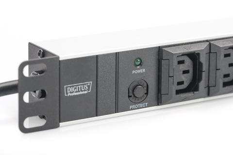 aluminum outlet strip, 10 outlets, 2 m supply IEC C14 plug