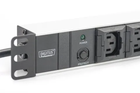 aluminum outlet strip, 10 outlets, 2 m supply IEC C14 plug