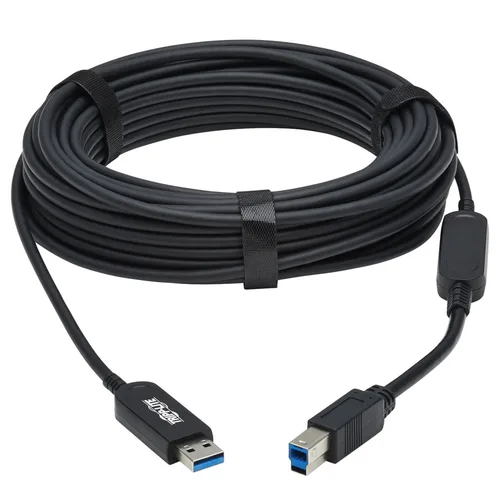 Tripp Lite U328F-20M USB 3.2 Gen 1 Plenum-Rated Fiber Active Optical Cable (AOC) - 5 Gbps, (A to B M/M), Black, 20 m
