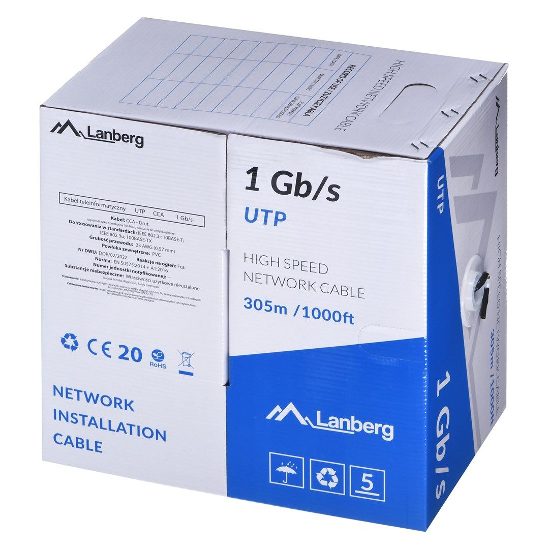 Lanberg LCU6-10CC-0305-BK networking cable Black 305 m U/UTP (UTP)
